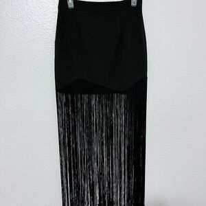 Elegant Black Fringe Skirt
